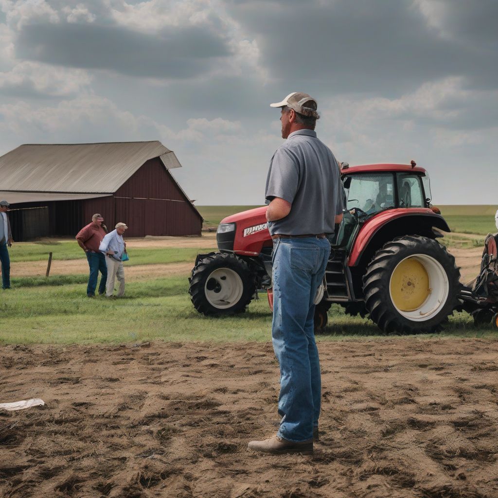 Farmers talking with insurance agent in Moore, Oklahoma