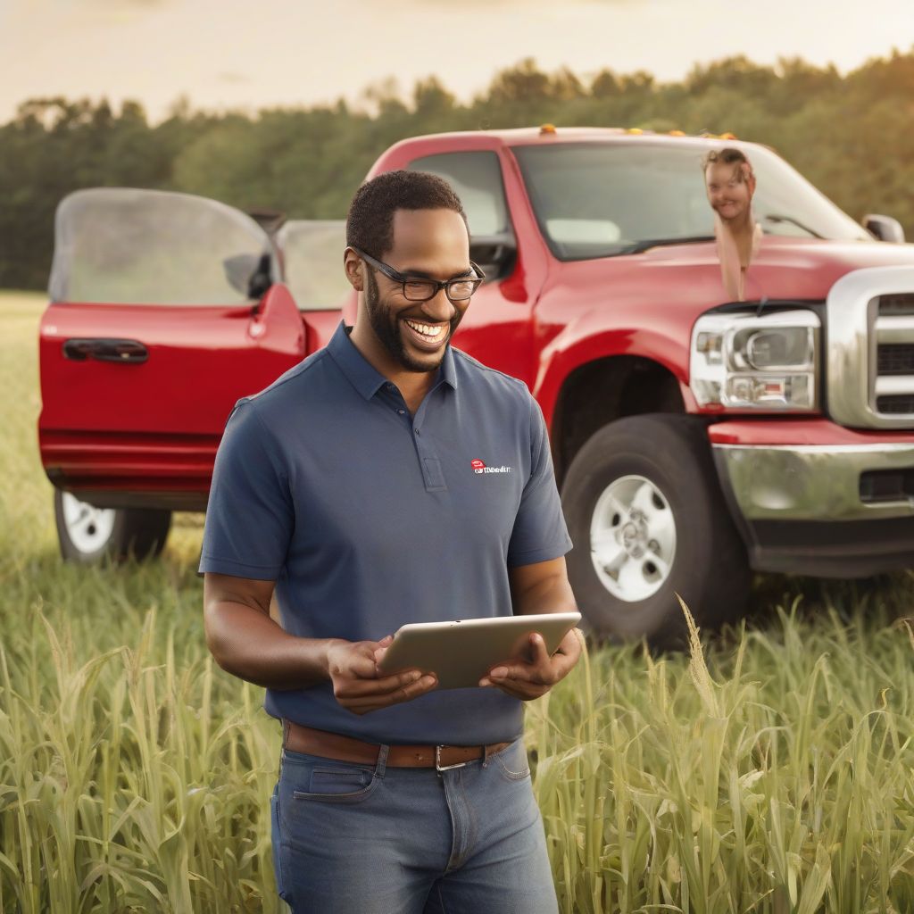 State Farm agent talking to a farmer